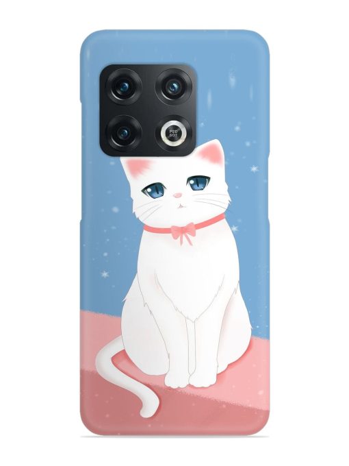 Cute White Cat Snap Case for Oneplus 10 Pro (5G) Zapvi