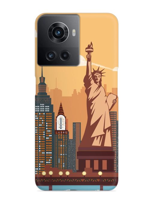 New York Statue Of Liberty Architectural Scenery Snap Case for Oneplus 10R (5G) Zapvi