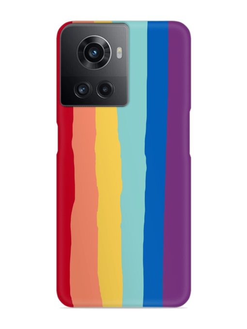 Rainbow Genuine Liquid Snap Case for Oneplus 10R (5G) Zapvi