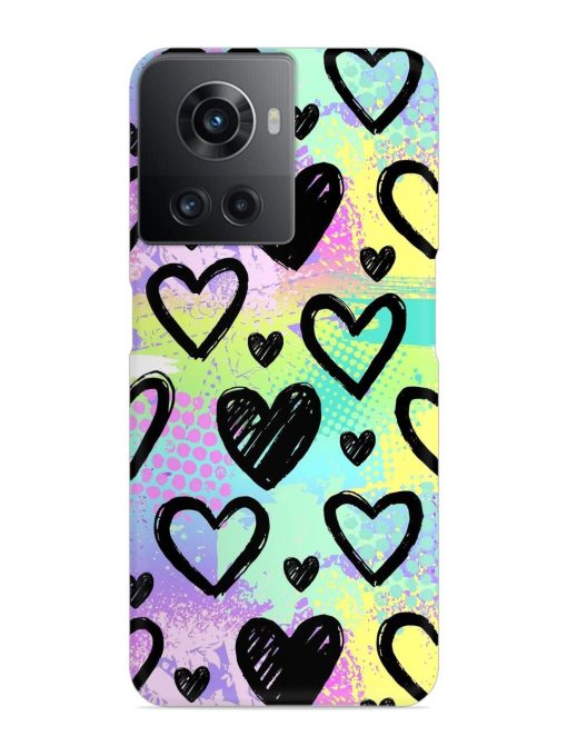 Bright Pattern Hearts Snap Case for Oneplus 10R (5G) Zapvi