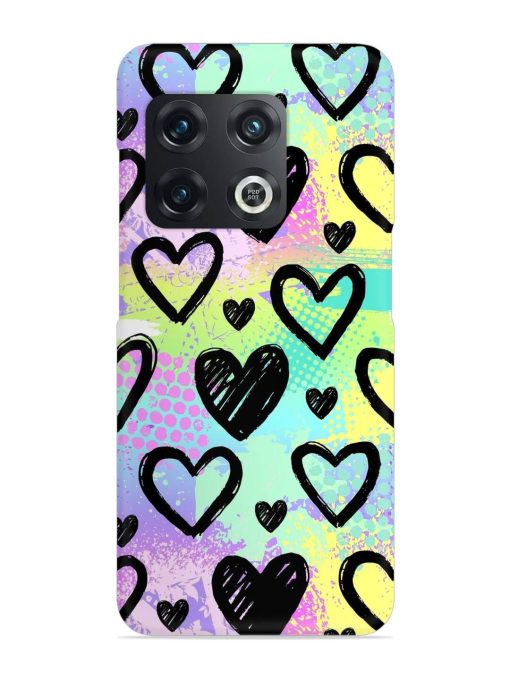 Bright Pattern Hearts Snap Case for Oneplus 10T (5G) Zapvi