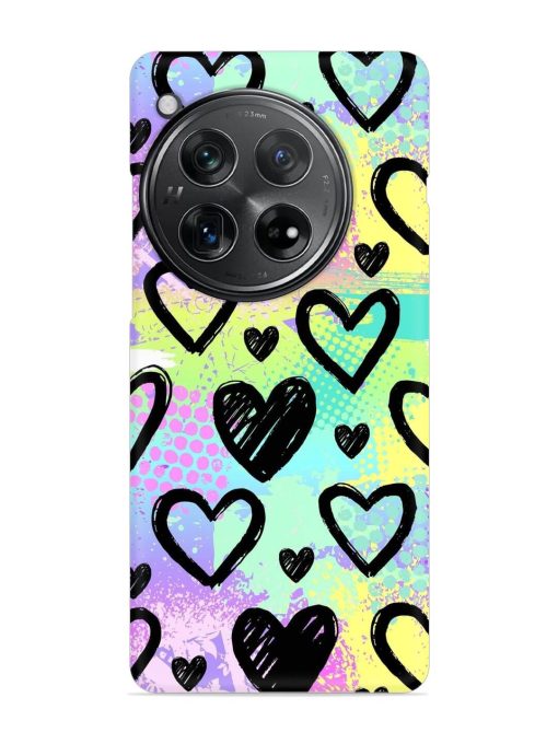 Bright Pattern Hearts Snap Case for Oneplus 12 (5G)