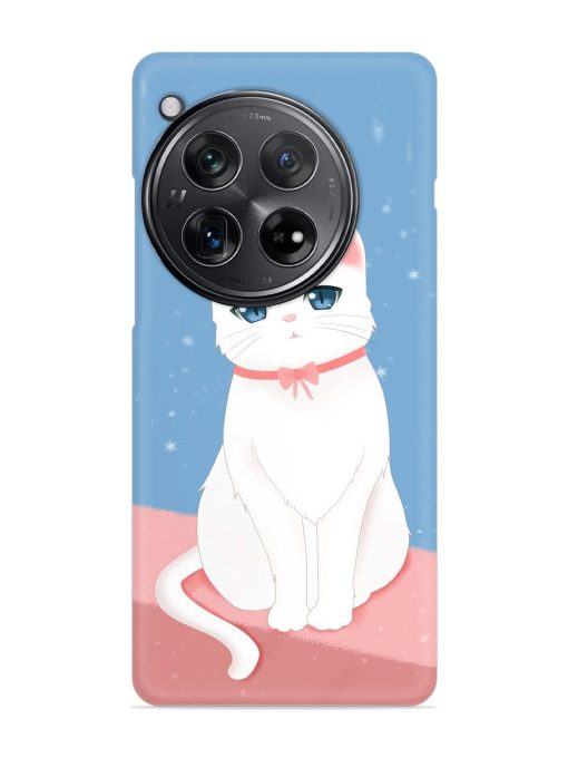 Cute White Cat Snap Case for Oneplus 12 (5G)