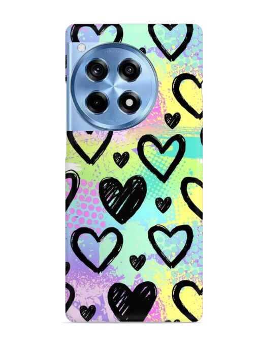 Bright Pattern Hearts Snap Case for Oneplus 12R (5G) Zapvi