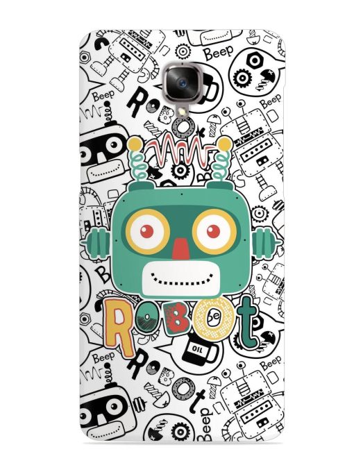 Robot Modern Seamless Pattern Snap Case for Oneplus 3 Zapvi