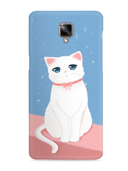 Cute White Cat Snap Case for Oneplus 3 Zapvi