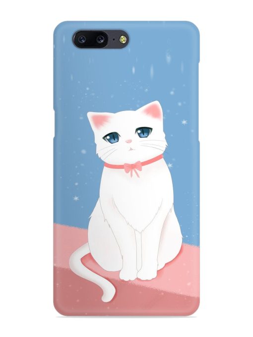 Cute White Cat Snap Case for Oneplus 5 Zapvi