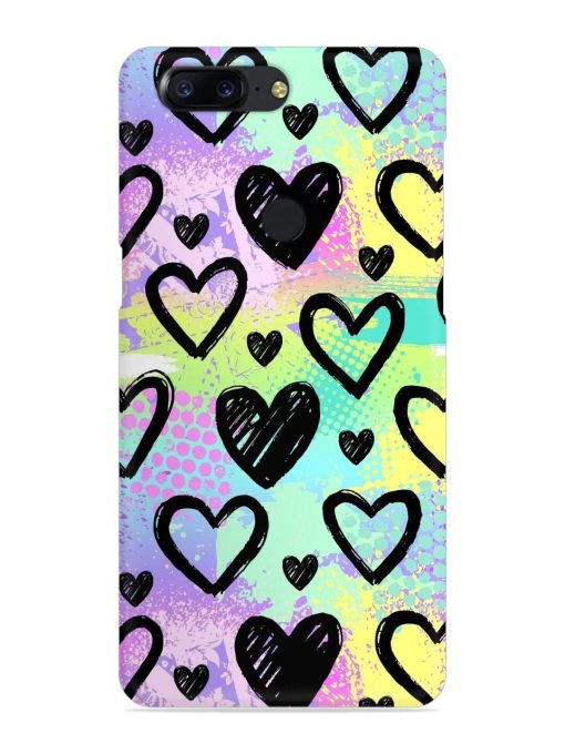 Bright Pattern Hearts Snap Case for Oneplus 5T Zapvi