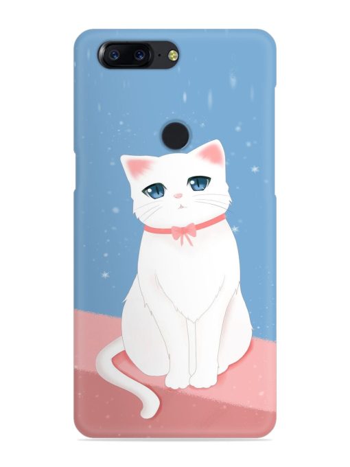 Cute White Cat Snap Case for Oneplus 5T Zapvi