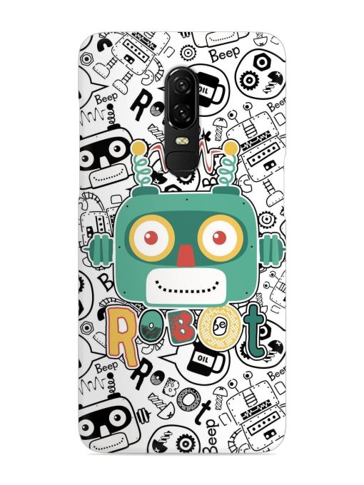 Robot Modern Seamless Pattern Snap Case for Oneplus 6 Zapvi