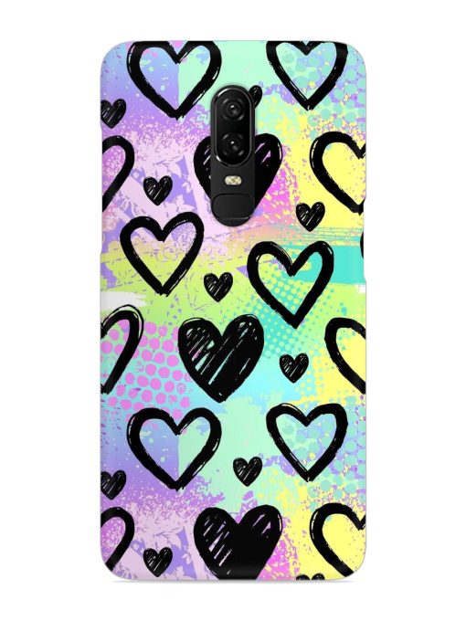 Bright Pattern Hearts Snap Case for Oneplus 6 Zapvi