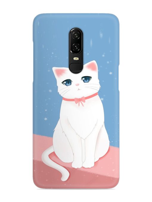 Cute White Cat Snap Case for Oneplus 6