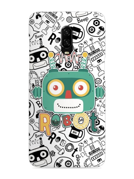 Robot Modern Seamless Pattern Snap Case for Oneplus 6T Zapvi