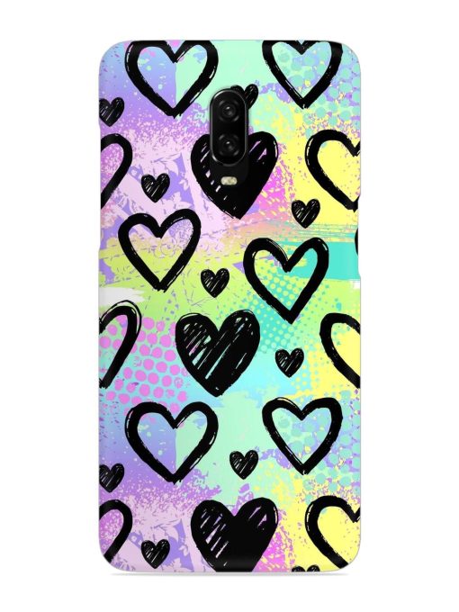 Bright Pattern Hearts Snap Case for Oneplus 6T