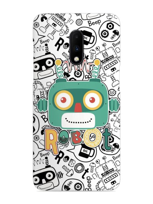 Robot Modern Seamless Pattern Snap Case for Oneplus 7 Zapvi