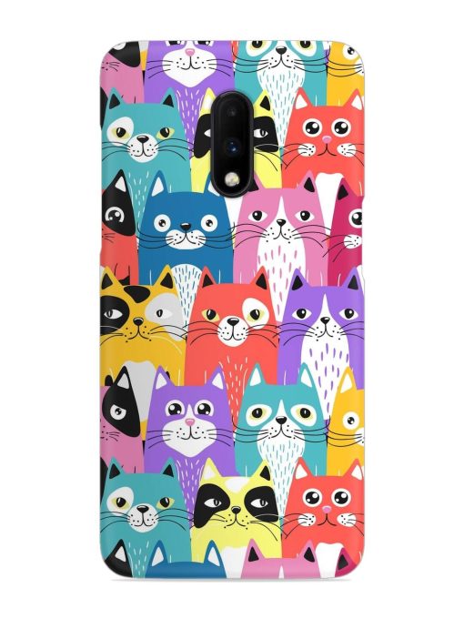 Funny Cartoon Cats Snap Case for Oneplus 7 Zapvi