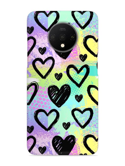 Bright Pattern Hearts Snap Case for Oneplus 7T Zapvi