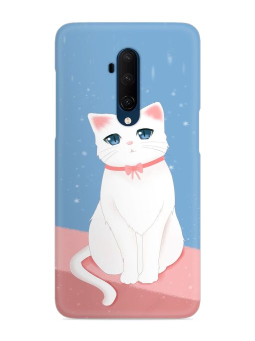 Cute White Cat Snap Case for Oneplus 7T Pro Zapvi