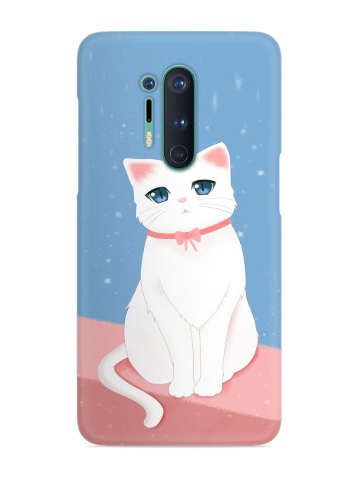 Cute White Cat Snap Case for Oneplus 8 Pro Zapvi