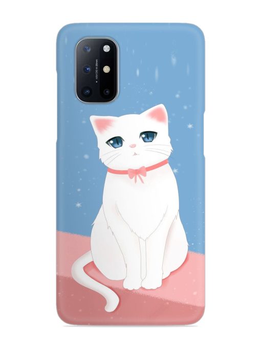 Cute White Cat Snap Case for Oneplus 8T (5G)