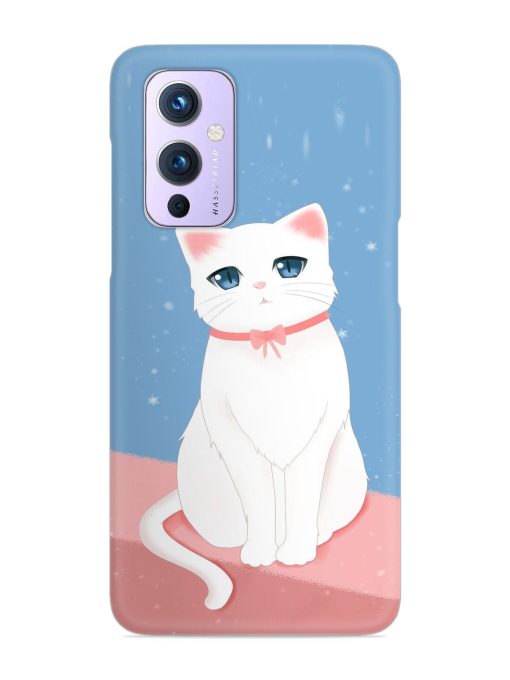 Cute White Cat Snap Case for Oneplus 9 (5G) Zapvi