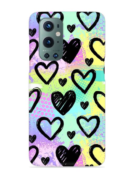 Bright Pattern Hearts Snap Case for Oneplus 9 Pro (5G) Zapvi