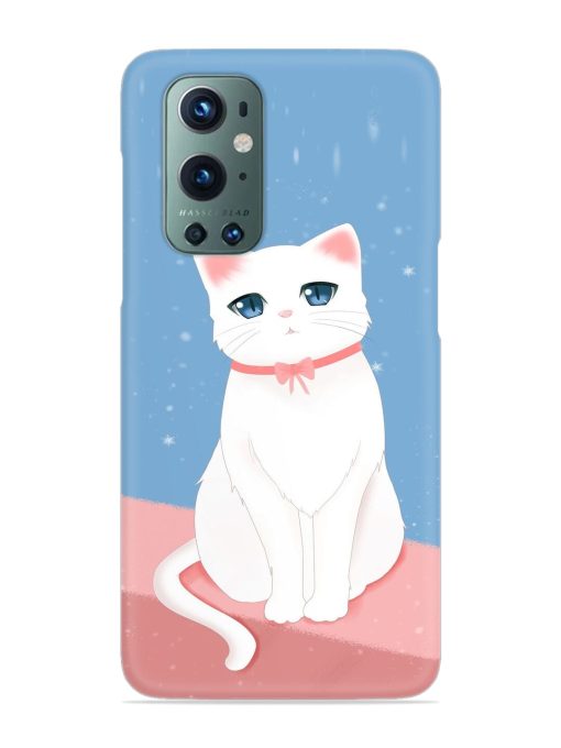 Cute White Cat Snap Case for Oneplus 9 Pro (5G) Zapvi