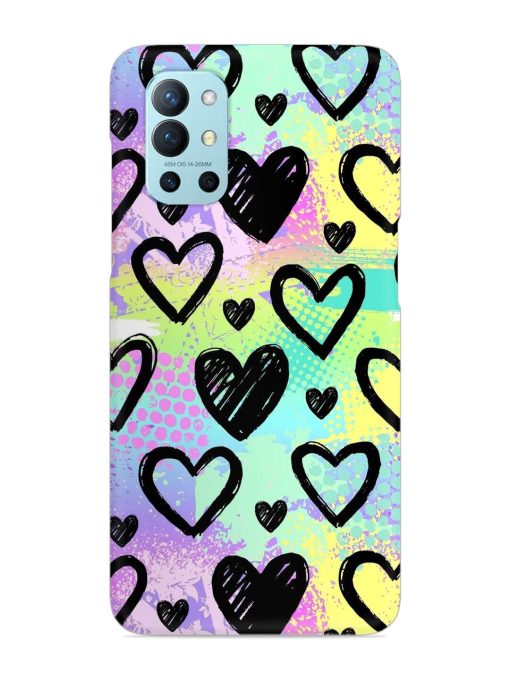 Bright Pattern Hearts Snap Case for Oneplus 9R (5G) Zapvi