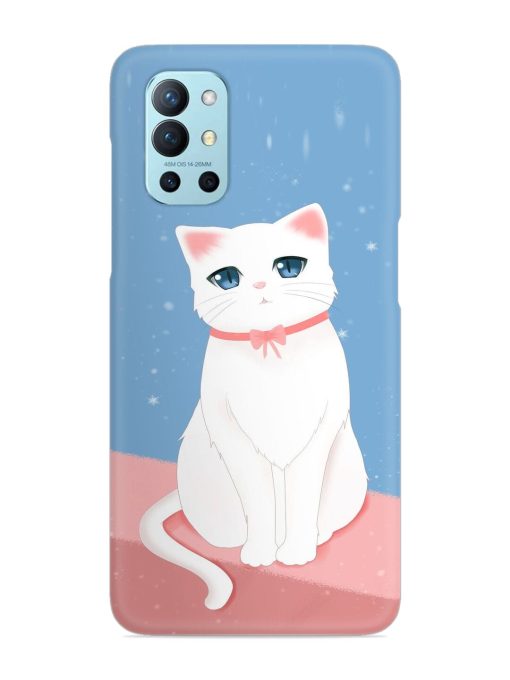 Cute White Cat Snap Case for Oneplus 9R (5G) Zapvi