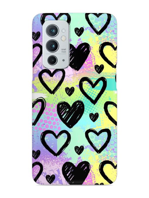 Bright Pattern Hearts Snap Case for Oneplus 9RT (5G) Zapvi