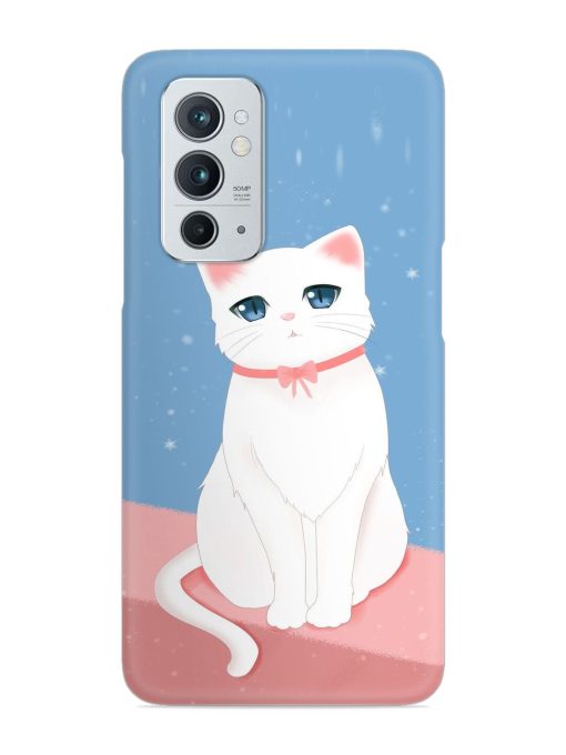 Cute White Cat Snap Case for Oneplus 9RT (5G) Zapvi