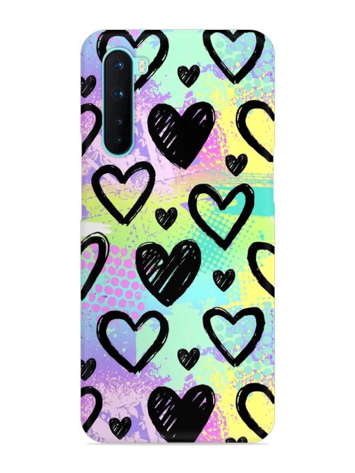 Bright Pattern Hearts Snap Case for Oneplus Nord Zapvi