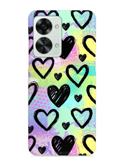 Bright Pattern Hearts Snap Case for Oneplus Nord 2T (5G) Zapvi