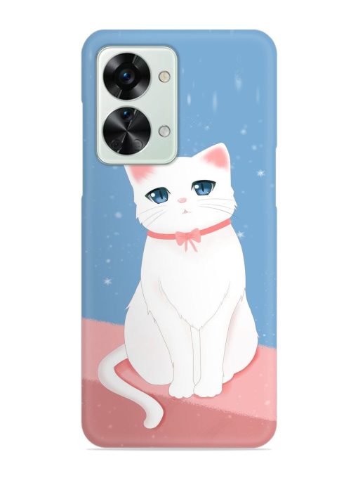 Cute White Cat Snap Case for Oneplus Nord 2T (5G) Zapvi