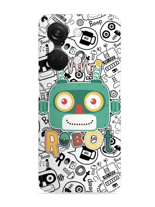 Robot Modern Seamless Pattern Snap Case for Oneplus Nord 3 (5G) Zapvi