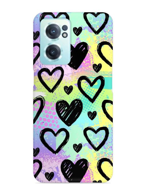 Bright Pattern Hearts Snap Case for Oneplus Nord Ce 2 (5G) Zapvi