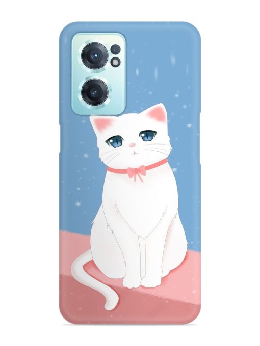 Cute White Cat Snap Case for Oneplus Nord Ce 2 (5G) Zapvi