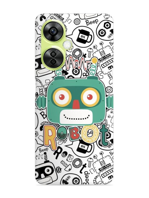 Robot Modern Seamless Pattern Snap Case for Oneplus Nord Ce 3 Lite (5G) Zapvi