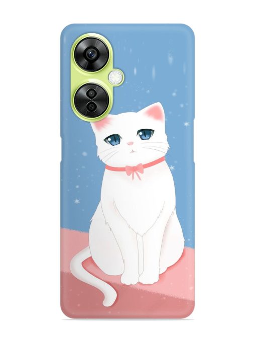 Cute White Cat Snap Case for Oneplus Nord Ce 3 Lite (5G) Zapvi