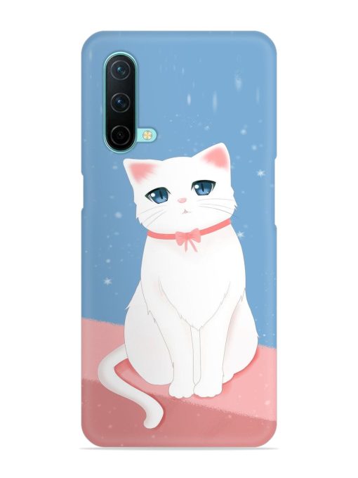 Cute White Cat Snap Case for Oneplus Nord Ce (5G) Zapvi