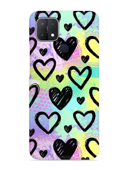 Bright Pattern Hearts Snap Case for Oppo A15 Zapvi