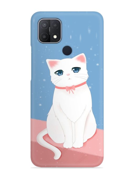 Cute White Cat Snap Case for Oppo A15 Zapvi