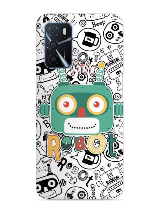 Robot Modern Seamless Pattern Snap Case for Oppo A16 Zapvi