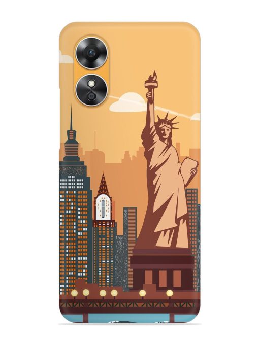 New York Statue Of Liberty Architectural Scenery Snap Case for Oppo A17 Zapvi