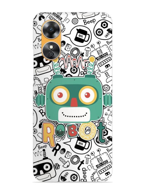 Robot Modern Seamless Pattern Snap Case for Oppo A17 Zapvi