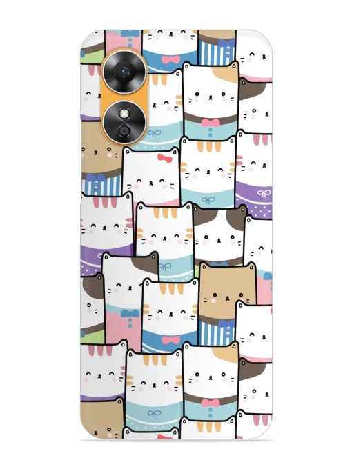 Cute Adorable Cat Snap Case for Oppo A17 Zapvi