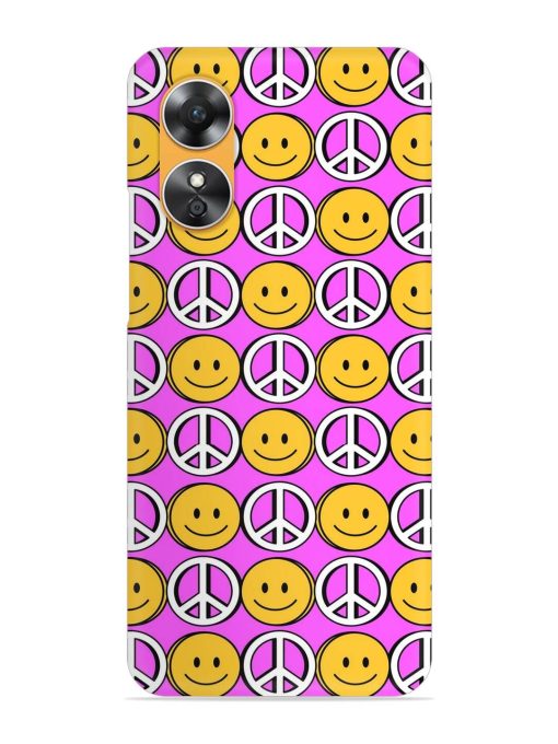 Smiley Face Peace Snap Case for Oppo A17 Zapvi