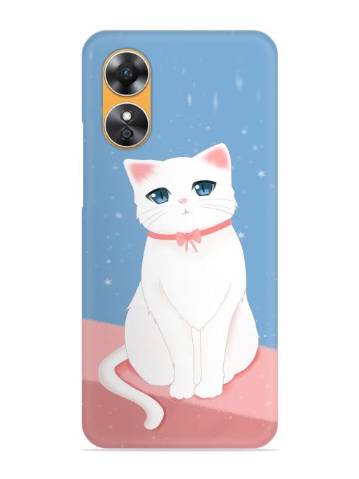 Cute White Cat Snap Case for Oppo A17 Zapvi