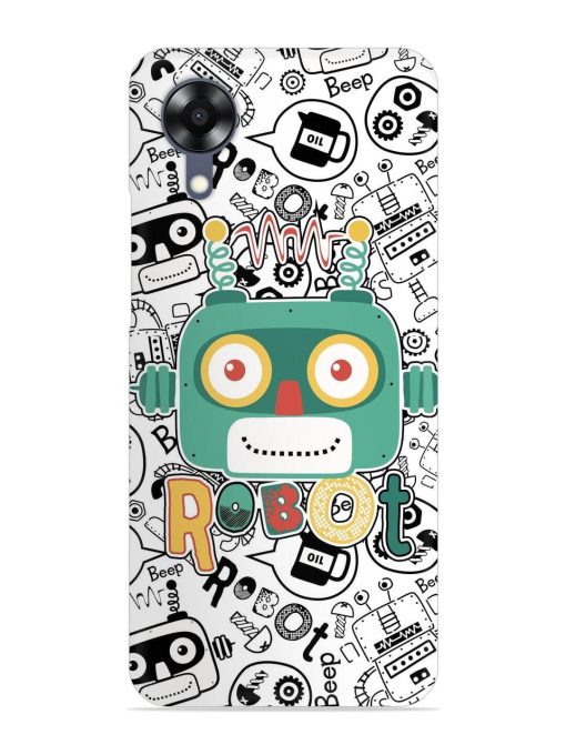 Robot Modern Seamless Pattern Snap Case for Oppo A17K Zapvi