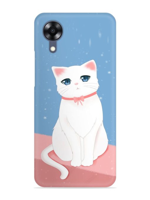 Cute White Cat Snap Case for Oppo A17K